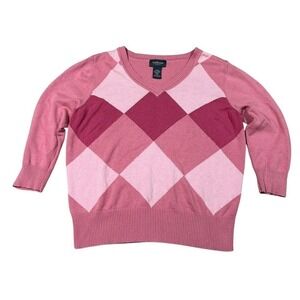 Van Heusen Pink Argyle V-Neck Sweater